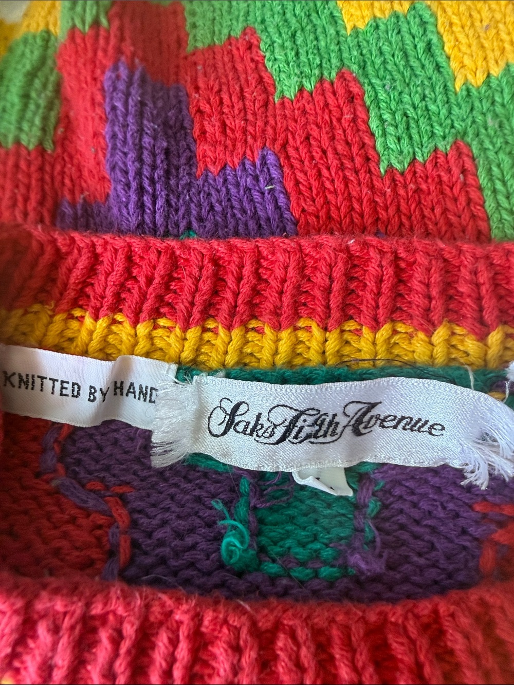 Vintage Saks Fifth Ave Colorblock Sweater - Picture 7 of 9